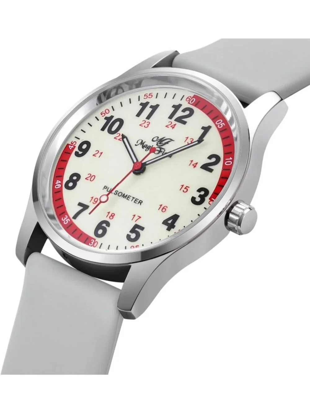 Women's Silver Grey Easy to Read Military Time Waterproof Luminous Wrist Watch